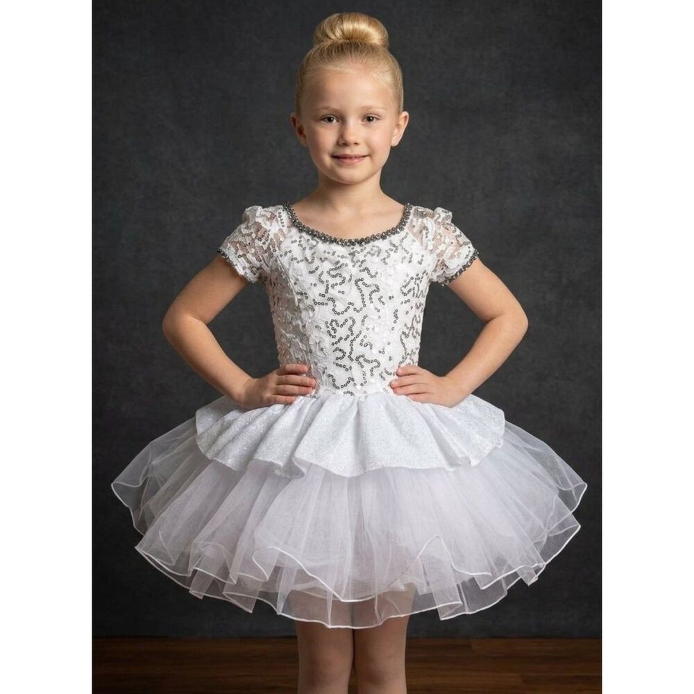 Halloween Bride/Angel Tutu Costume Size MC White Silver